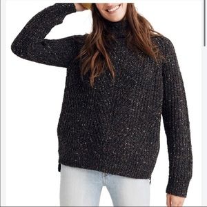 Madewell Colorfleck Ribbed Turtleneck Sweater size large grey speckled rainbow